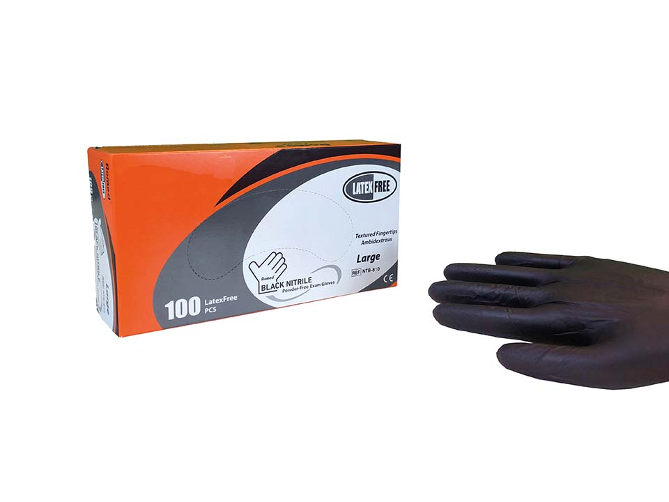 Handschoen nitril poedervrij zwart mt XL